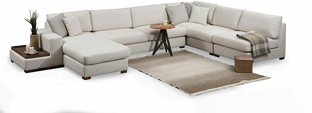 U-kulmasohva Linento Furniture Loop 10, 5-istuttava, valkoinen