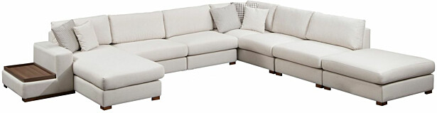 U-kulmasohva Linento Furniture Loop 11, 6-istuttava, valkoinen