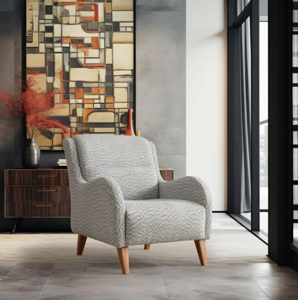 Nojatuoli Linento Furniture Nice Bergere-Cream, Blue, kerma/sininen