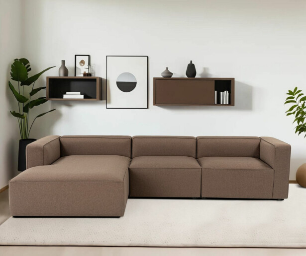 Divaanisohva Linento Furniture Mora XL, 3-istuttava, vasen, ruskea