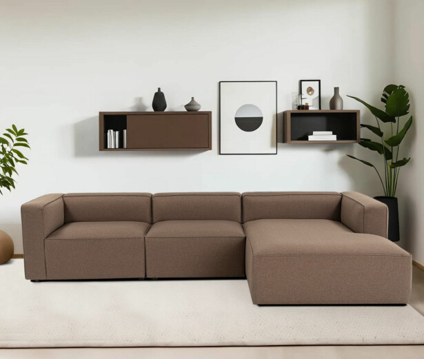 Divaanisohva Linento Furniture Mora XL, 3-istuttava, oikea, ruskea