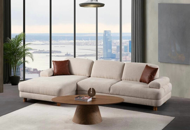 Kulmasohva Linento Furniture Nice L, vasen, kerma