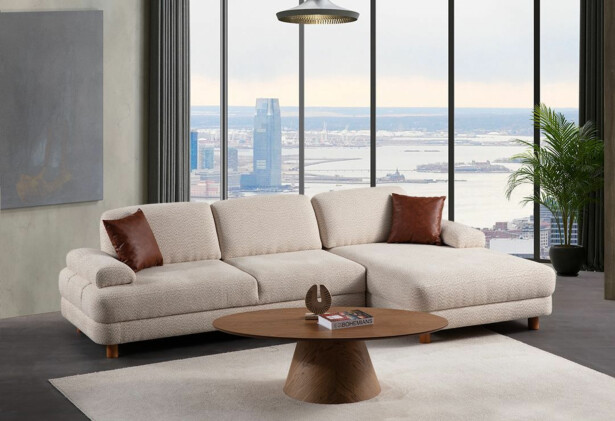 Kulmasohva Linento Furniture Nice L, oikea, kerma