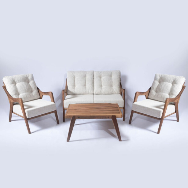 Oleskeluryhmä Linento Garden Walnut, 4-istuttava, kerma