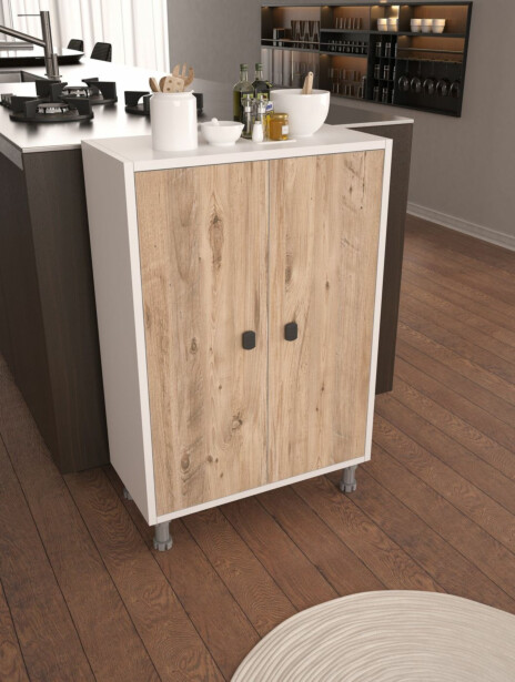 Kaappi Linento Furniture Melo, 59x91cm, ruskea/valkoinen