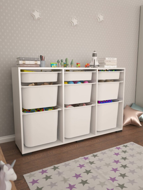 Lastenhuoneen laatikosto Linento Furniture Bofi, 134x30cm, valkoinen