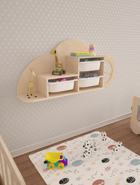 Lasten seinähylly Linento Furniture Cloud, leveys 98cm, koivuvaneri