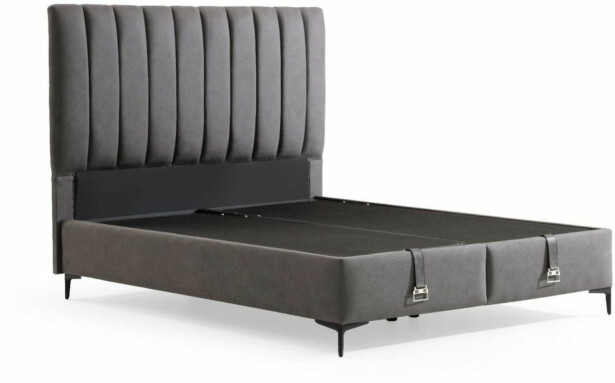 Säilytyssänky + sängynpääty Linento Furniture Leonora, ilman patjaa, harmaa