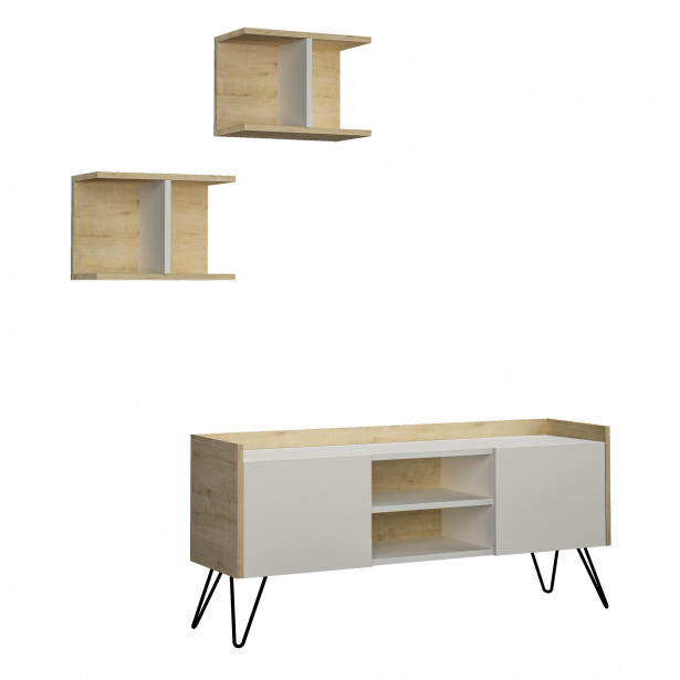 TV-taso ja seinähyllyt Linento Furniture Klappe, ruskea/valkoinen