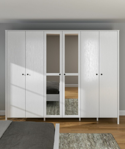 Vaatekaappi Linento Furniture FRN-20020, 261x215cm, valkoinen