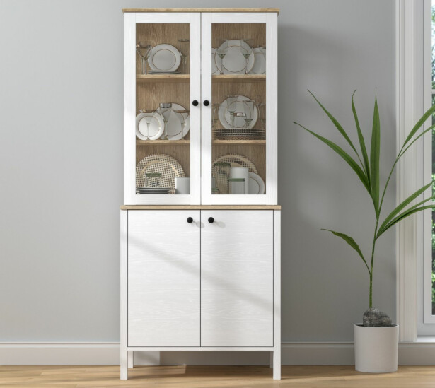 Vitriinikaappi Linento Furniture FRN-20070, 83x194cm, valkoinen