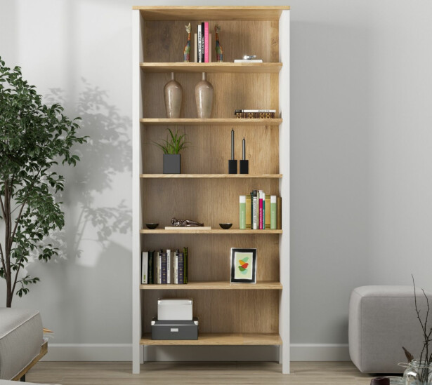 Kirjahylly Linento Furniture FRN-20068, 83x194cm, ruskea/valkoinen