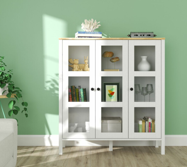 Vitriinikaappi Linento Furniture FRN-20073, 112x123cm, valkoinen