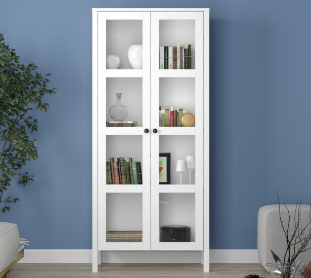 Vitriinikaappi Linento Furniture FRN-20032, 80x180cm, valkoinen