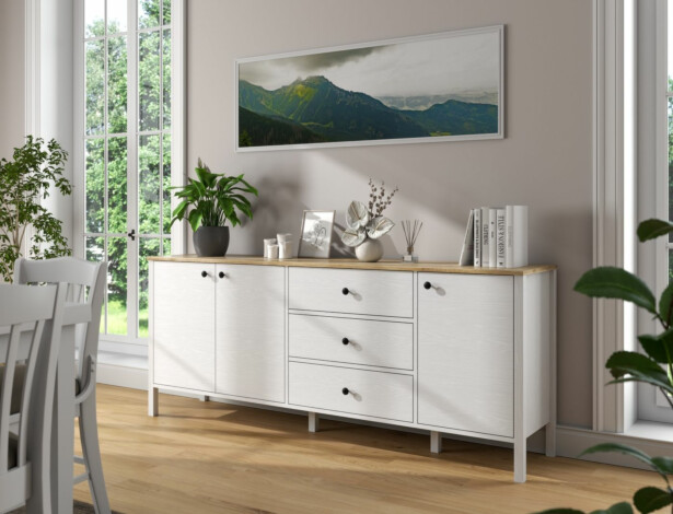 Senkki Linento Furniture FRN-20009, 200x82cm, valkoinen/ruskea