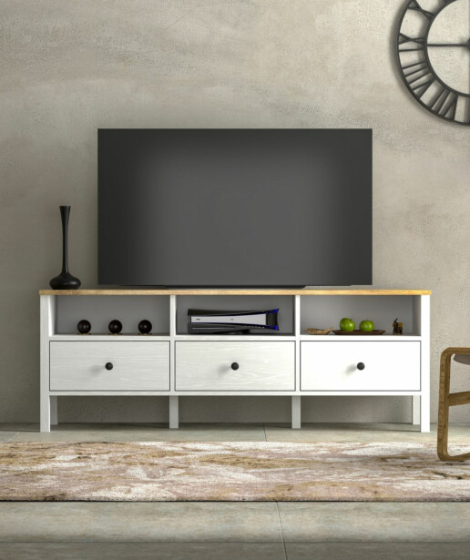 TV-taso Linento Furniture FRN-20055, leveys 160cm, valkoinen/ruskea