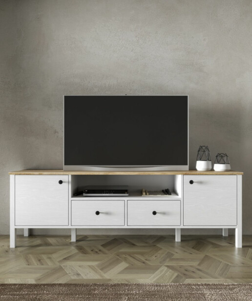 TV-taso Linento Furniture FRN-20056, leveys 180cm, valkoinen/ruskea