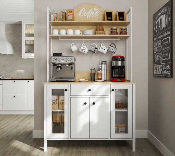 Aamiaiskaappi Linento Furniture FRN-20075-X, 120x210cm, valkoinen/ruskea