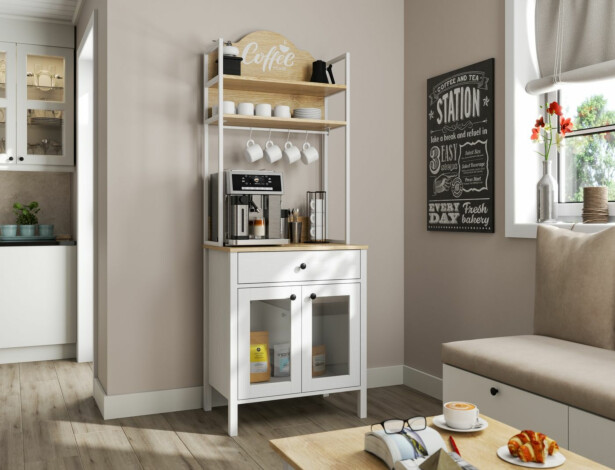 Aamiaiskaappi Linento Furniture FRN-20076-X, 75x210cm, valkoinen/ruskea
