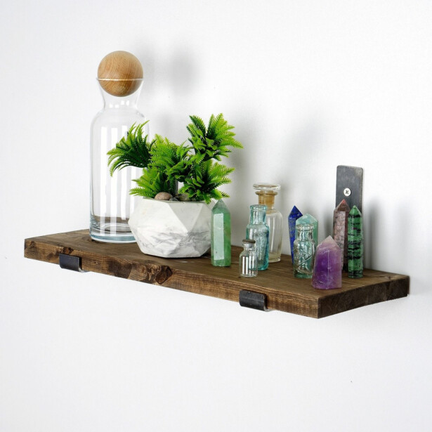 Puinen seinähylly Linento Furniture LAM007, leveys 40cm, tummanruskea