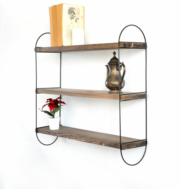 Puinen seinähyllykkö Linento Furniture WR041, 60x55cm, ruskea