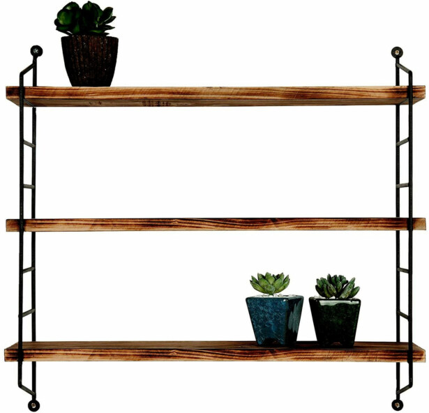 Puinen seinähylly Linento Furniture WR088, ruskea/musta