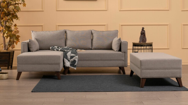 Divaanivuodesohva rahilla Linento Furniture Bella, 3-istuttava, vasen
