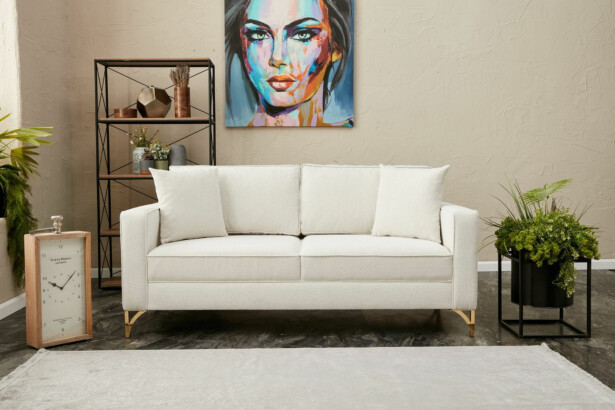 Sohva Linento Furniture Berlin, 2-istuttava, leveys 180cm, kerma/kulta