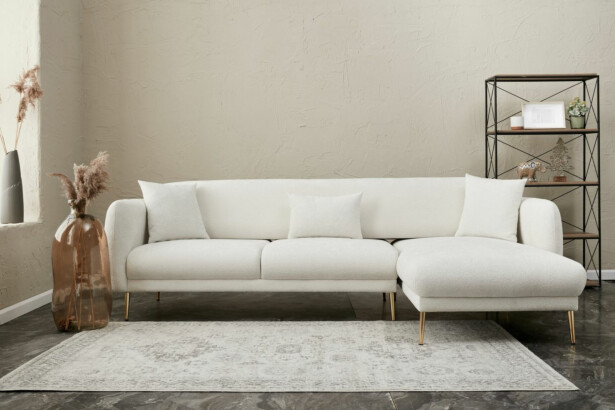 Divaanisohva Linento Furniture Simena, 3-istuttava, oikea, kerma