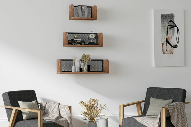 Seinähylly Linento Furniture Buzim, 3kpl, tummanruskea