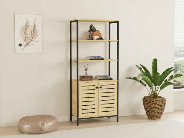 Kirjahylly Linento Furniture Metela, ruskea/musta