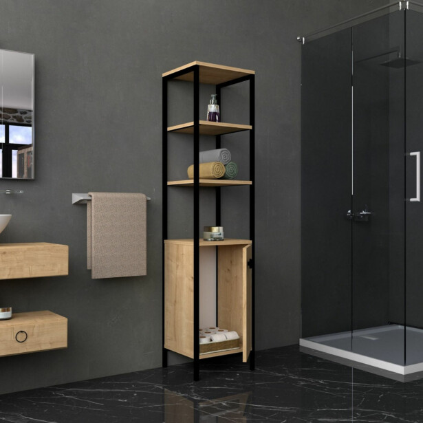Kylpyhuoneen korkea kaappi Linento Furniture Derin, korkeus 161.8cm, ruskea
