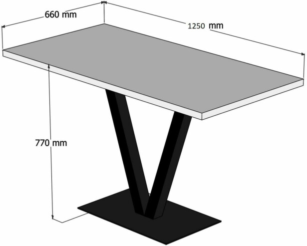 Ruokapöytä Linento Furniture Sun Table, 133x66cm, hopeakoivu/musta