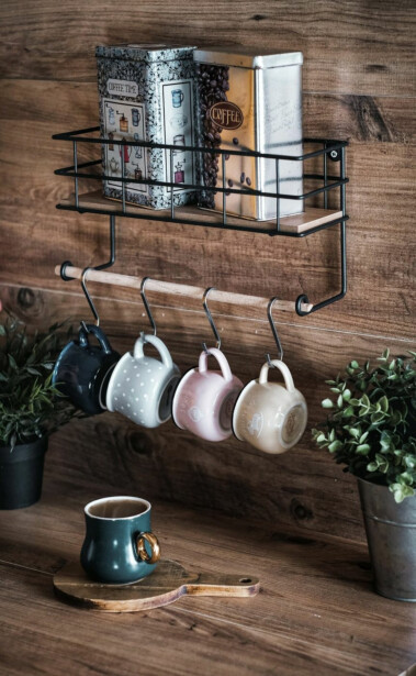 Seinähylly Linento Furniture Gwen, leveys 32cm, ruskea/musta