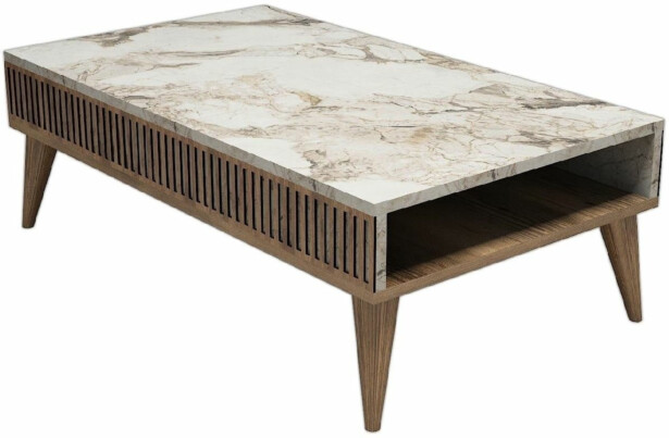 Sohvapöytä Linento Furniture Milan pähkinä/valkoinen marmori