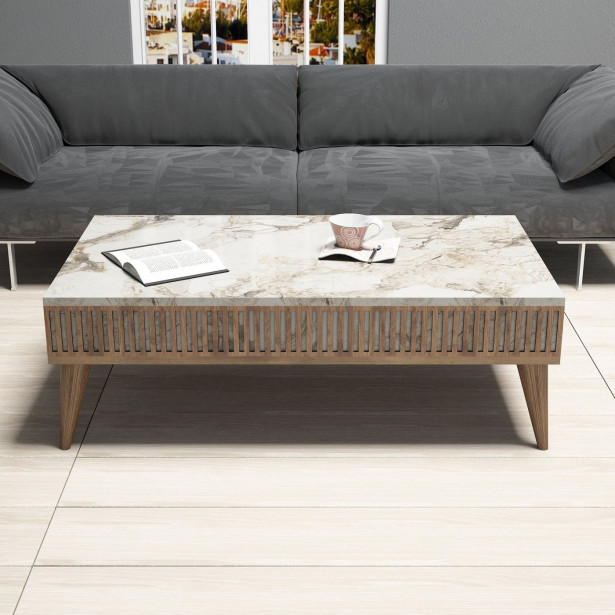 Huonekalusetti olohuoneeseen Linento Furniture Milan, ruskea/valkoinen