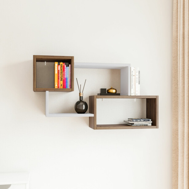 Seinähylly Linento Furniture Ayder, ruskea/valkoinen