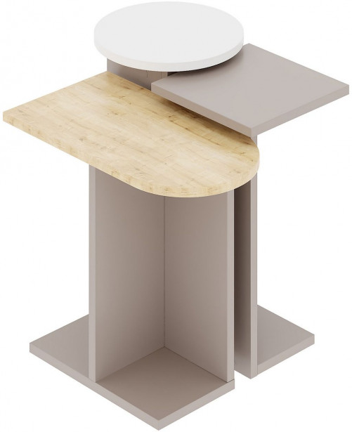 Sarjapöytä Linento Furniture Mund, 3-osainen, beige/tammi/valkoinen
