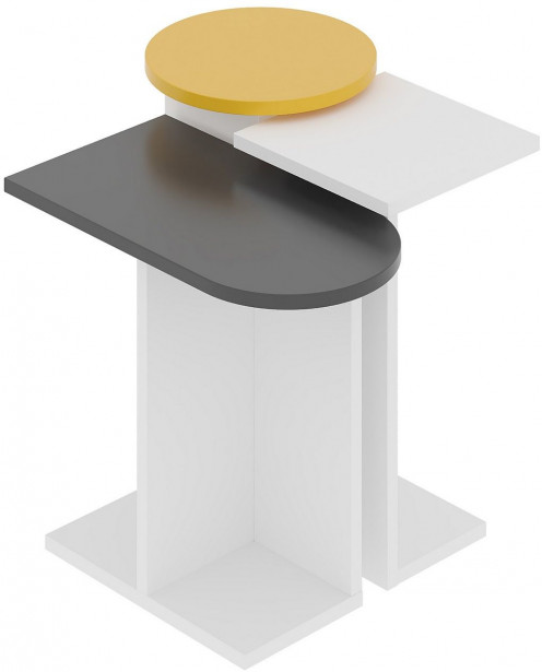 Sarjapöytä Linento Furniture Mund, 3-osainen, valkoinen/antrasiitti/keltainen