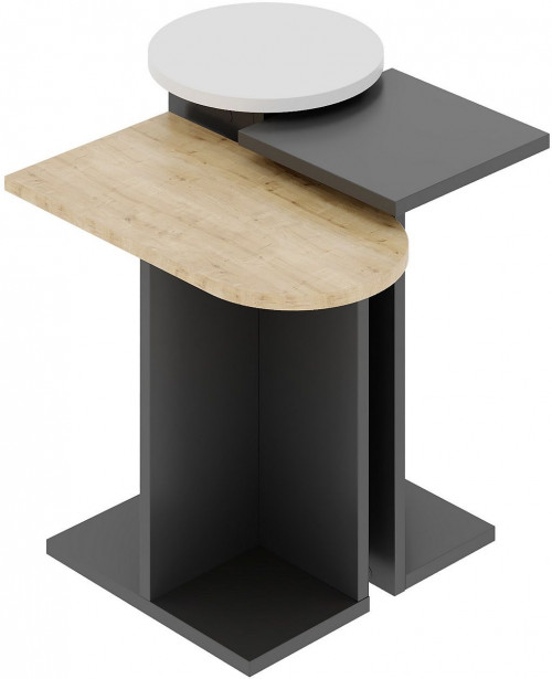 Sarjapöytä Linento Furniture Mund, 3-osainen, antrasiitti/tammi/valkoinen