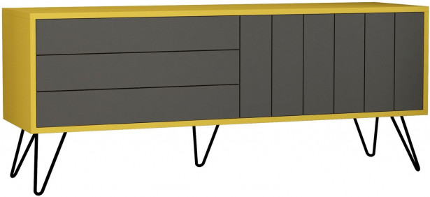 TV-taso Linento Furniture Picadilly, harmaa/keltainen