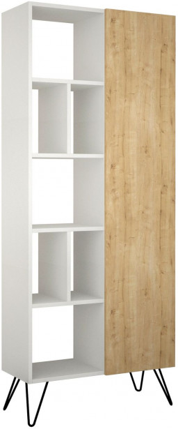 Kirjahylly Linento Furniture Jedda, valkoinen/tammi