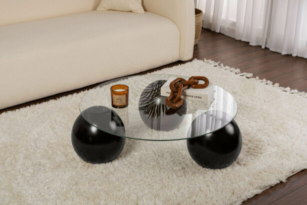 Sohvapöytä Linento Furniture Miro, 85cm, musta/kirkas lasi