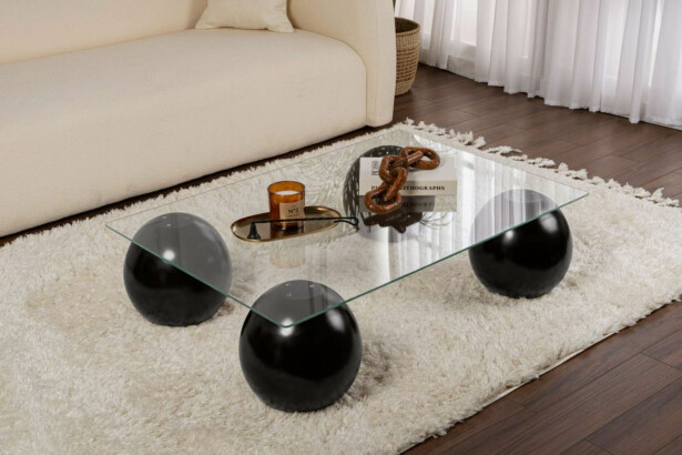 Sohvapöytä Linento Furniture Sera, 110x75cm, musta/kirkas lasi