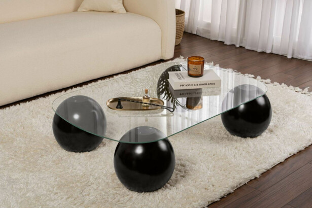 Sohvapöytä Linento Furniture Evara, 118x75cm, musta/kirkas lasi