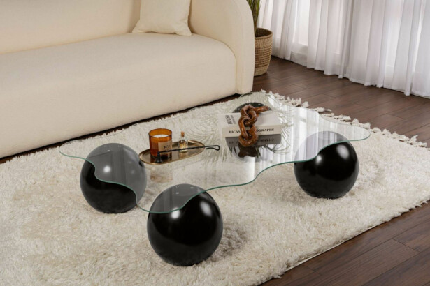 Sohvapöytä Linento Furniture Noxa, 120x80cm, musta/kirkas lasi