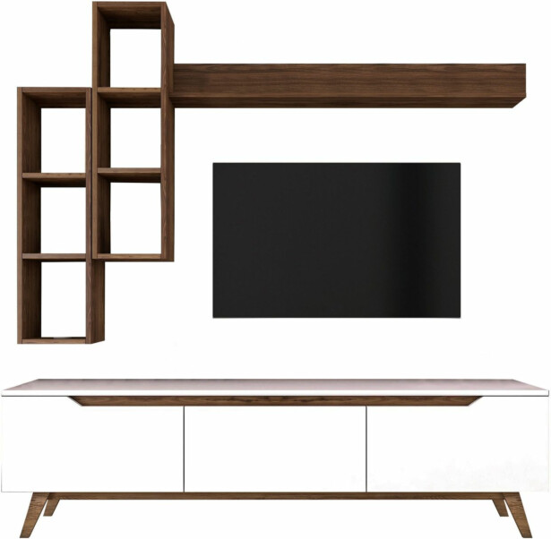 TV-taso seinähyllyköllä Linento Furniture M16-804, valkoinen/ruskea