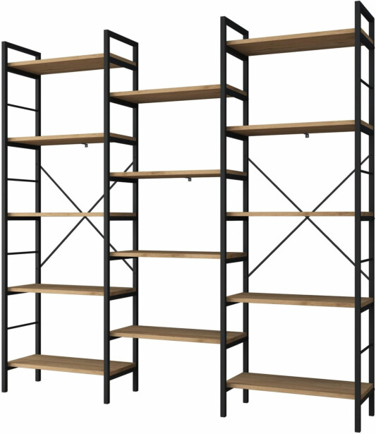 Kirjahylly Linento Furniture HC107 - 2552 saksanpähkinä/musta