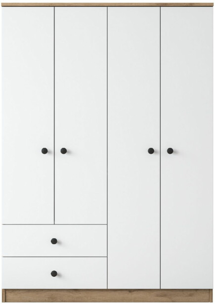 Vaatekaappi Linento Furniture BA108 2067 120cm, valkoinen/pähkinä