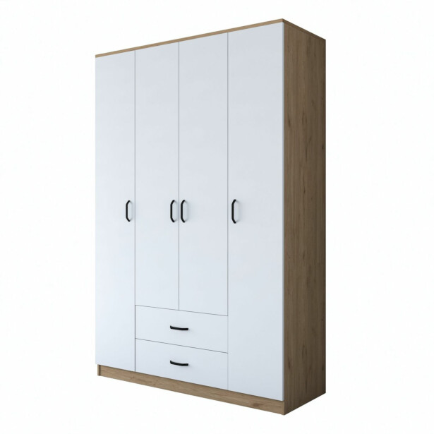 Vaatekaappi Linento Furniture BA112-2331, 140x210cm, valkoinen/ruskea